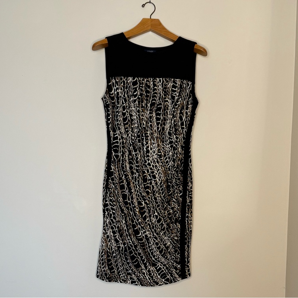 Chaps by Ralph Lauren Black Size XL Bodycon Dress Stretchy Career Chain Print